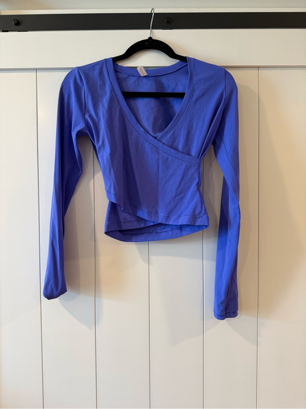Athleta Periwinkle Wrap-Front Long Sleeve Crop Top